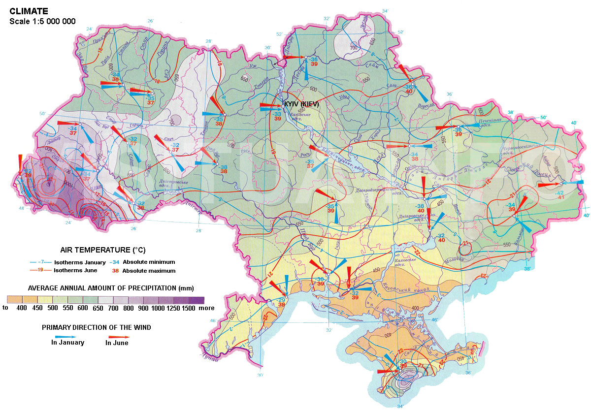 Map of Ukraine: Climate.